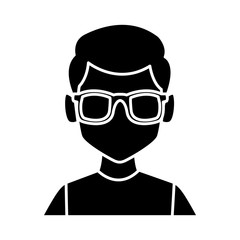 Geek man with round frame glasses icon vector illustration graphic design