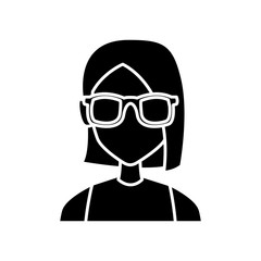 Geek girl with round frame glasses icon vector illustration graphic design