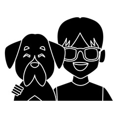 Naklejka premium Man with dog cartoon icon vector illustration graphic design