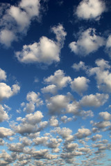 Altoculumus clouds against deep blue sky
