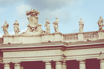 Detail of the Palace of the Vatican, "The Dome". View of Piazza San Pietro in Rome.