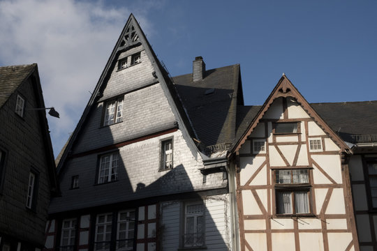 Vakwerkhuizen in Monschau in de Eifel, Duitsland