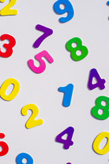 colored numbers and white background