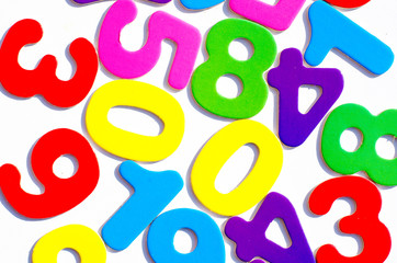 colored numbers and white background