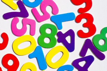 colored numbers and white background