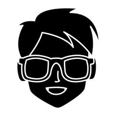 Geek man with round frame glasses icon vector illustration graphic design
