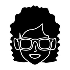Geek girl with round frame glasses icon vector illustration graphic design