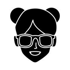 Geek girl with round frame glasses icon vector illustration graphic design