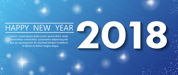 Happy New Year 2018 text design. Dark vector greeting illustration on blue background. Eps 10