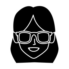 Geek girl with round frame glasses icon vector illustration graphic design
