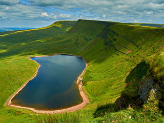 Llyn-y-Fach lake from the Beacons Way in The Black Mountain area of the Brecon Beacons National...