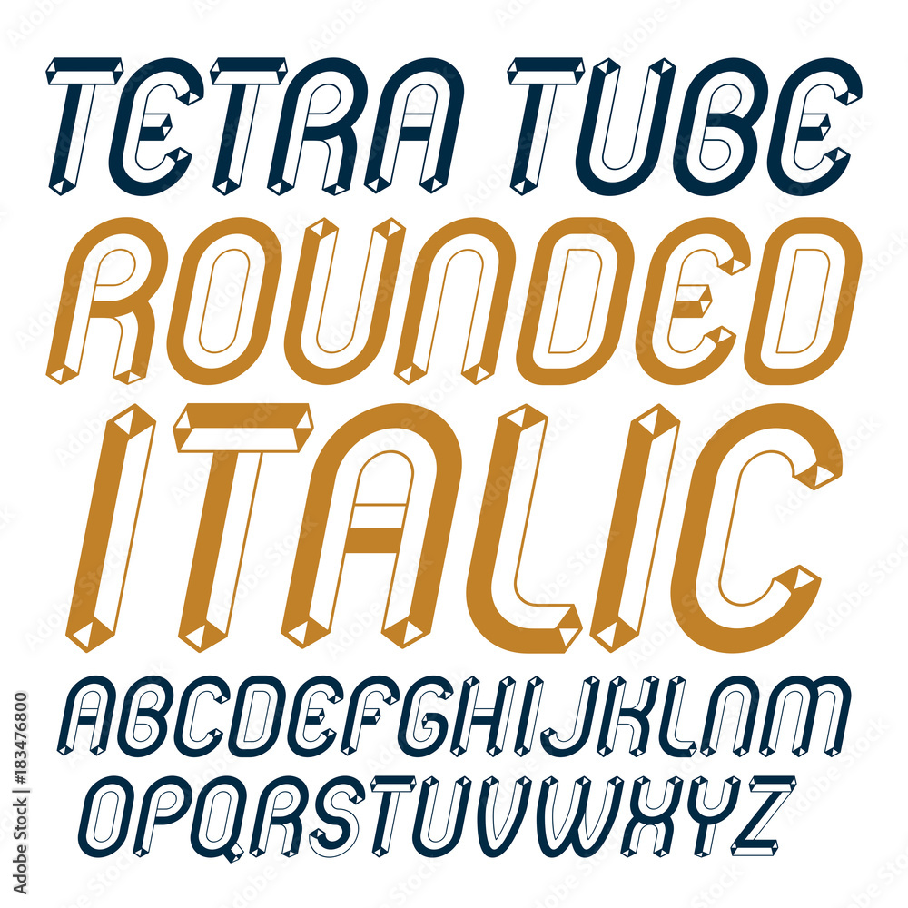 Poster vector upper case modern alphabet letters set. artistic italic rounded font, typescript for use in l
