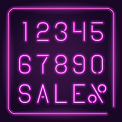 Glowing neon numerals