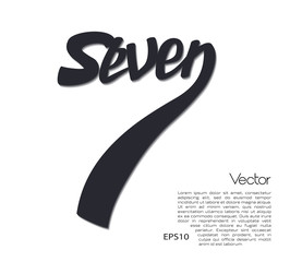 Number handwritten typography seven