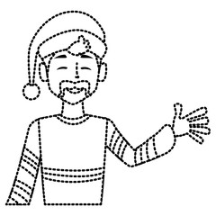 Young man with santa claus hat icon vector illustration graphic design