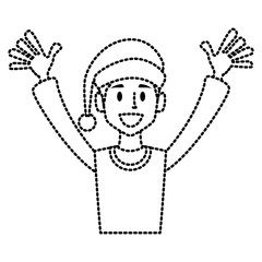 Man with santa claus christmas hat icon vector illustration graphic design