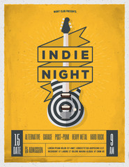 Fototapeta premium Rock Night Party Poster. Flyer. Vintage Styled Vector Illustration.