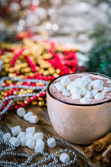 cocoa with marshmallow christmas theme