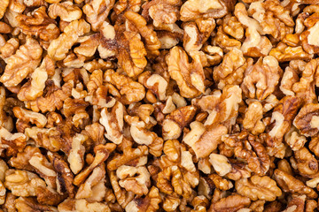 Pile of crushed walnut