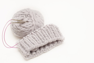 Fototapeta na wymiar knitting by needles. knitting concept. 