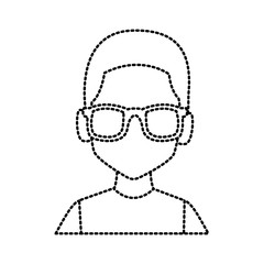 Geek girl with round frame glasses icon vector illustration graphic design