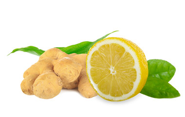 ginger with lemon isolated