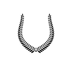 Laurel Wreath floral ancient emblem created in horseshoe shape. Heraldic vector design element. Retro style label, heraldry logo.