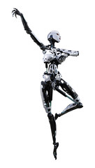 3D Rendering Female Robot on White