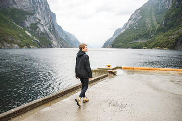 Girl Looking at Mountains