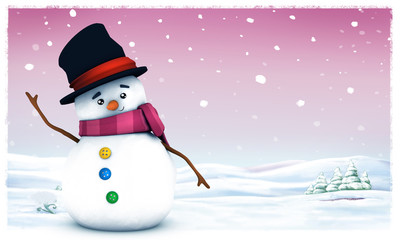 Muñeco de nueve con fondo de invierno