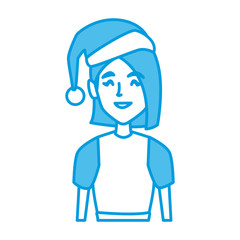Young woman with christmas hat icon vector illustration graphic design