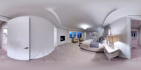 3d illustration spherical 360 degrees, seamless panorama of a house