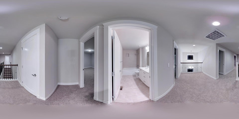 3d illustration spherical 360 degrees, seamless panorama of a house