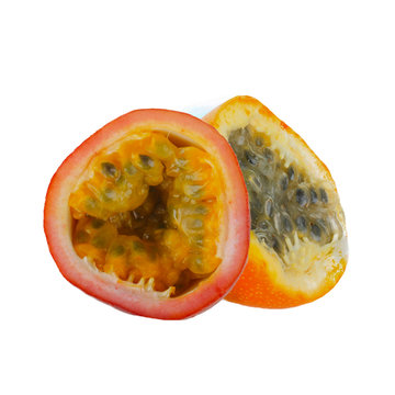 slices of sweet granadilla and passion fruit isolated