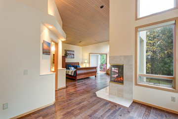 Luxury house interior with Open floor plan.