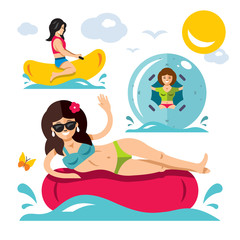 Water attraction. Vector Flat style colorful Cartoon illustration.