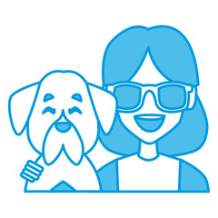 Woman with dog cartoon icon vector illustration graphic design