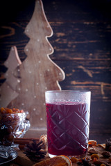 Scandinavian Christmas glogg drink with raisins and almond