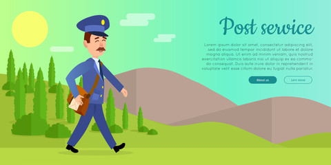Post Service Vector Web Banner with Postman