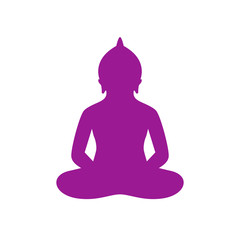 Buddha silhouette in lotus pose vector icon