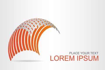 Logo stylized spherical surface with abstract shapes