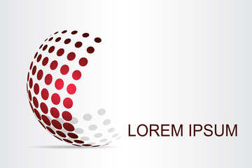 Logo stylized spherical surface with abstract shapes