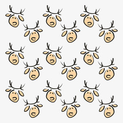 Christmas deer cute doodle pattern