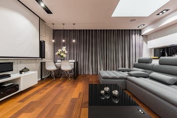 Gray and white apartment