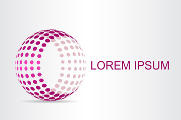 Logo stylized spherical surface with abstract shapes