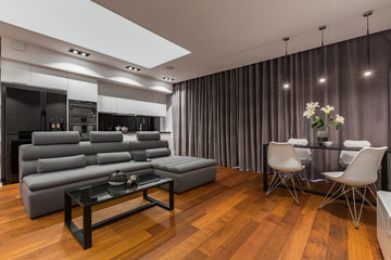 Multifunctional home interior with kitchentte