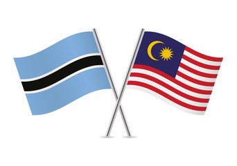 Botswana and Malaysia flags.Vector illustration.