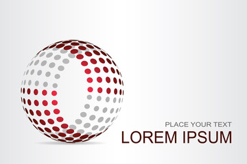 Logo stylized spherical surface with abstract shapes