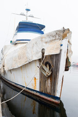 SEATTLE, WA - OCTOBER 28, 2017: Fishermen's terminal. Boat with Anchor .