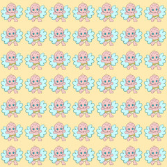 Colorful background with happy newborn angels